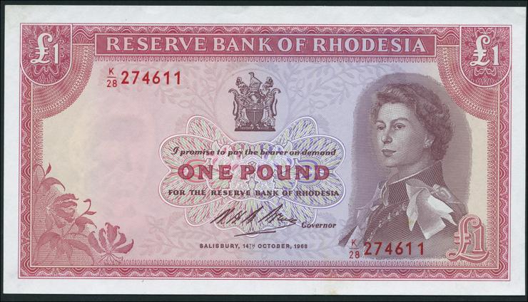 Rhodesien / Rhodesia P.28d 1 Pound 1968 (1/1-) 