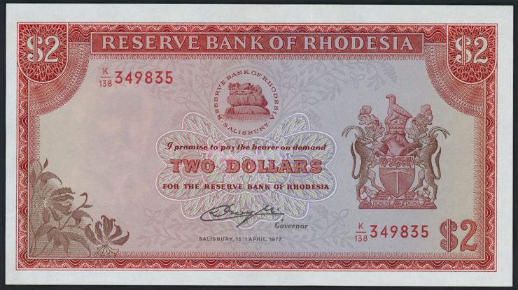 Rhodesien / Rhodesia P.35b 2 Dollars 15.4.1977 (1) 