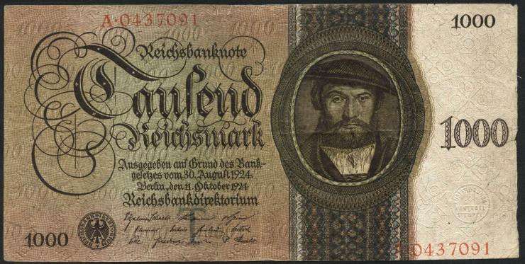 R.172a: 1000 Reichsmark 1924 T/A (3) 