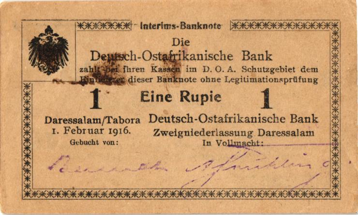 R.928p: Deutsch-Ostafrika 1 Rupie 1916 V2 (1-) 