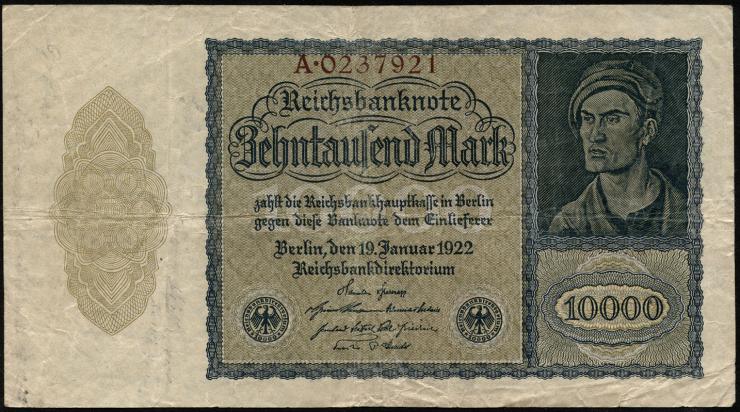 R.069a: 10000 Mark 1922 Reichsdruck 7-stellig (3) 