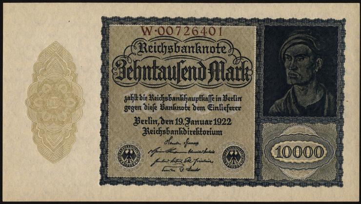R.069b: 10000 Mark 1922 Reichsdruck 8-stellig (1) 