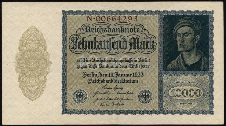 R.069b: 10000 Mark 1922 Reichsdruck 8-stellig (3) 