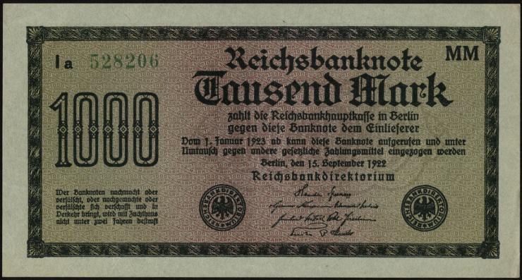 R.075f: 1000 Mark 1922 (1) 