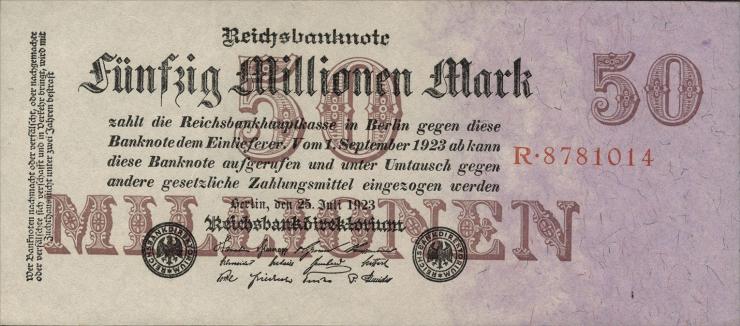 R.097a: 50 Mio. Mark 1923 Reichsdruck (1) 