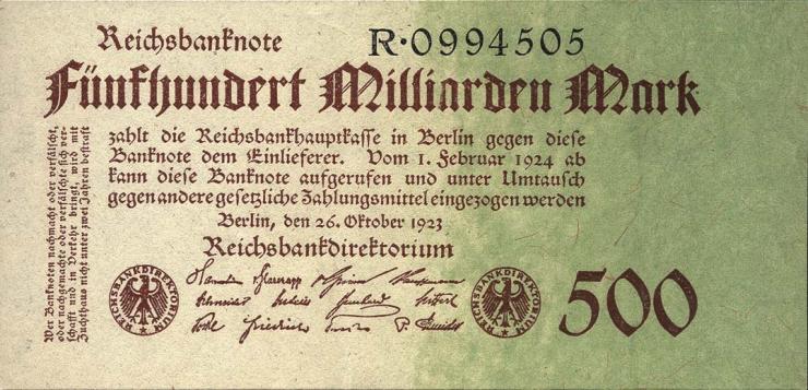 R.124a: 500 Milliarden Mark 1923 Reichsdruck (2/1) 