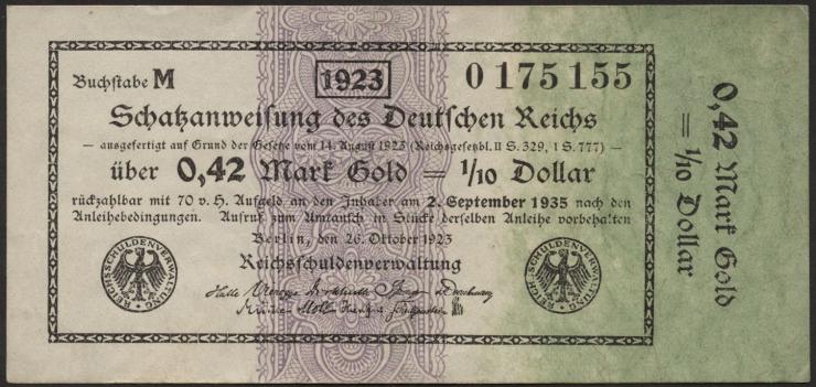 R.142a: 0,42 Mark Gold = 1/4 Dollar 1923 (2) 