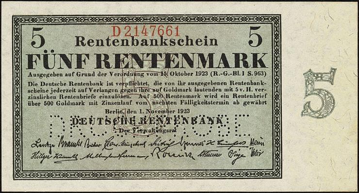 R.156M 5 Rentenmark 1923 (1) 