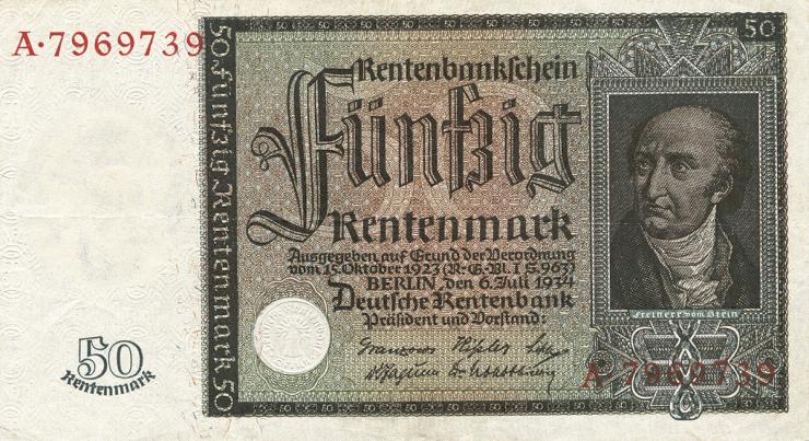 R.165: 50 Rentenmark 1934 v. Stein (3+) 