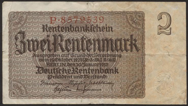 R.167a: 2 Rentenmark 1937 7-stellig (3) 