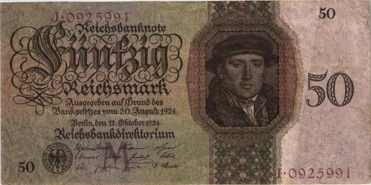 R.170a: 50 Reichsmark 1924 M/J (3) 