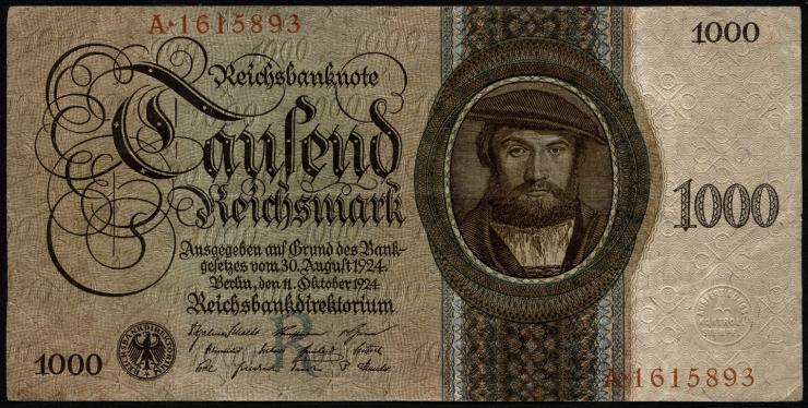 R.172a: 1000 Reichsmark 1924 R/A (3) 