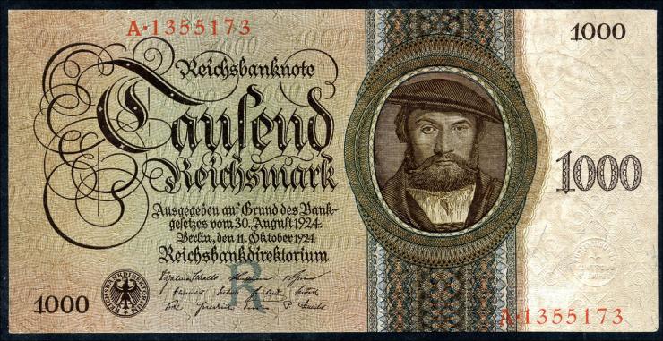R.172a: 1000 Reichsmark 1924 (1-) R/A 