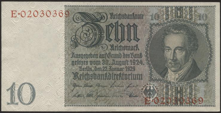 R.173c: 10 Reichsmark 1929 Kriegsdruck (1) 