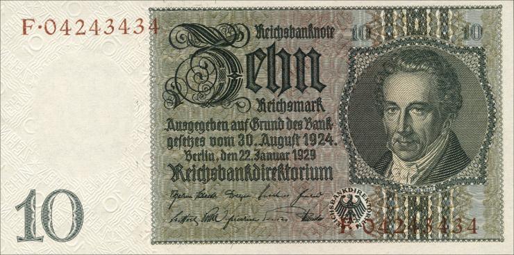 R.173F: 10 Reichsmark 1929 braune KN (1) 