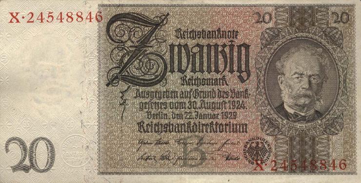 R.174a: 20 Reichsmark 1929 (1-) 