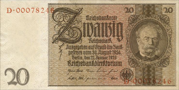 R.174c: 20 Reichsmark 1929 Kriegsdruck (1) 