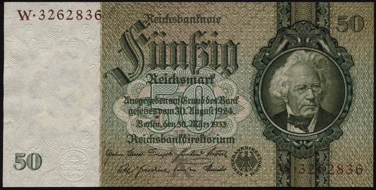 R.175F: 50 Reichsmark 1933 braune KN (2+) 