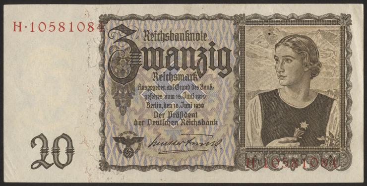 R.178a: 20 Reichsmark 1939 "Österreicherin" (1/1-) 