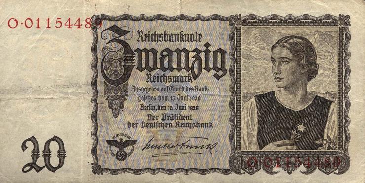 R.178a: 20 Reichsmark 1939 "Österreicherin" (3) 