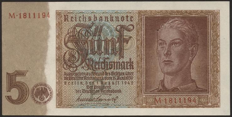 R.179a: 5 Reichsmark 1942 7-stellig (1) 