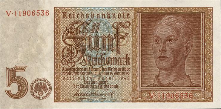 R.179b: 5 Reichsmark 1942 8-stellig  (1) 