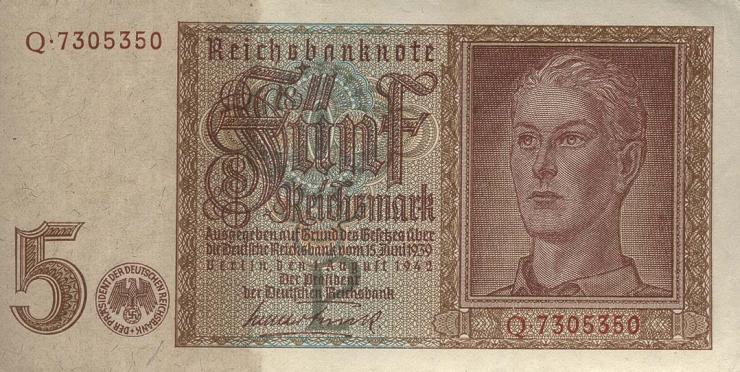 R.179F: 5 Reichsmark 1942 (1) braune Kenn-Nummer 