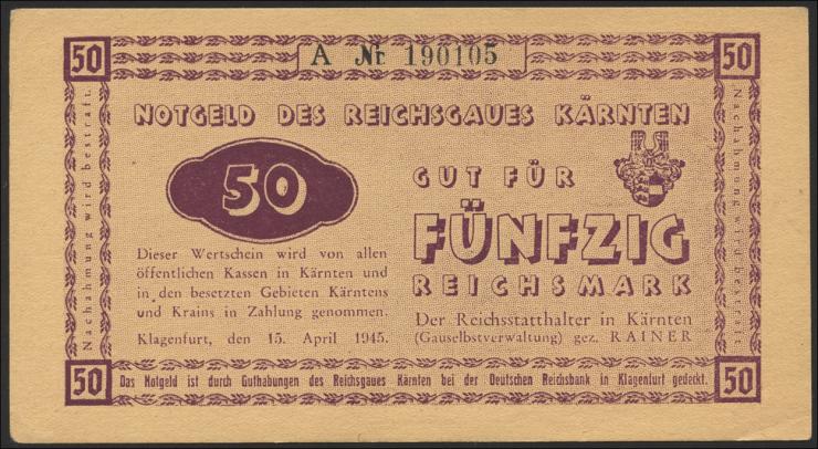 R.187: 50 Reichsmark 1945 Kärnten (1/1-) 