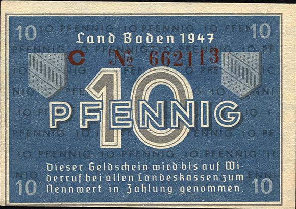 R.209d: Baden 10 Pfennig 1947 Serie C (1) 