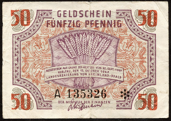 R.213: Rheinland-Pfalz 50 Pf. 1947 (3) 