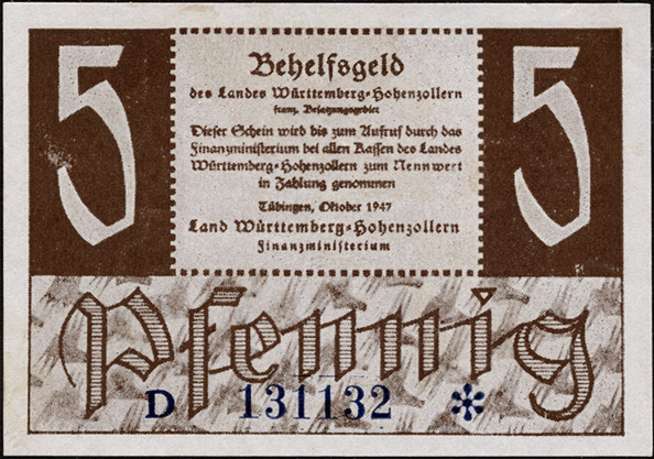 R.214b: Württemberg 5 Pf. 1947  (1/1-) 