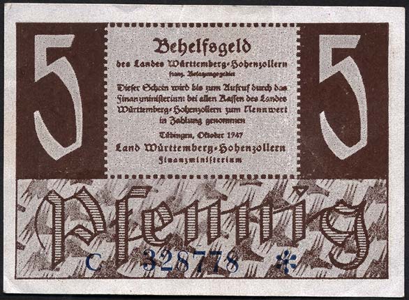 R.214b: Württemberg 5 Pf. 1947 (2) 
