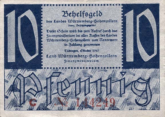 R.215a: Württemberg 10 Pfennig 1947 (2) 
