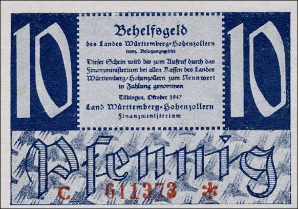 R.215b: Württemberg 10 Pfennig 1947 C (1) 