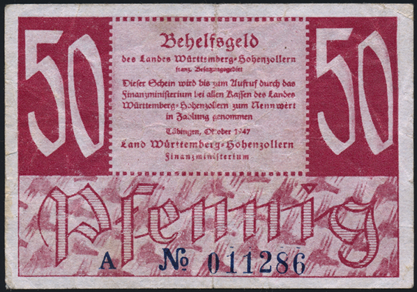 R.216a: Württemberg 50 Pf. 1947 (3+) 