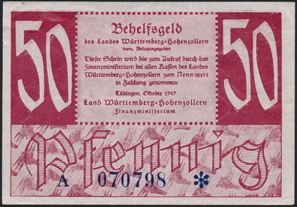 R.216b: Württemberg 50 Pf. 1947 (2) 