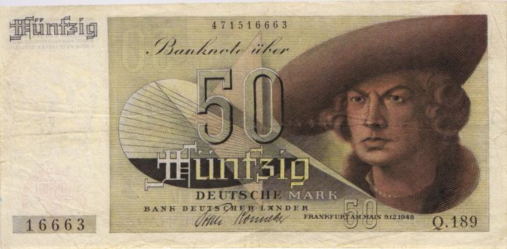 R.254 50 DM 1948 Bank Deutscher Länder 2-stelllig (2) 