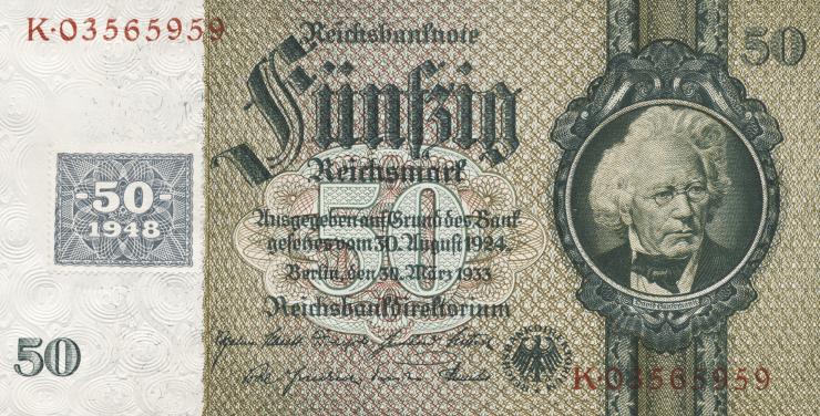 R.337d: 50 DM 1948 Kuponausgabe  Kriegsdruck (1) 
