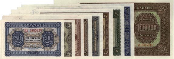 R.339-347: Banknotensatz 1948 (9 Werte) (1) 