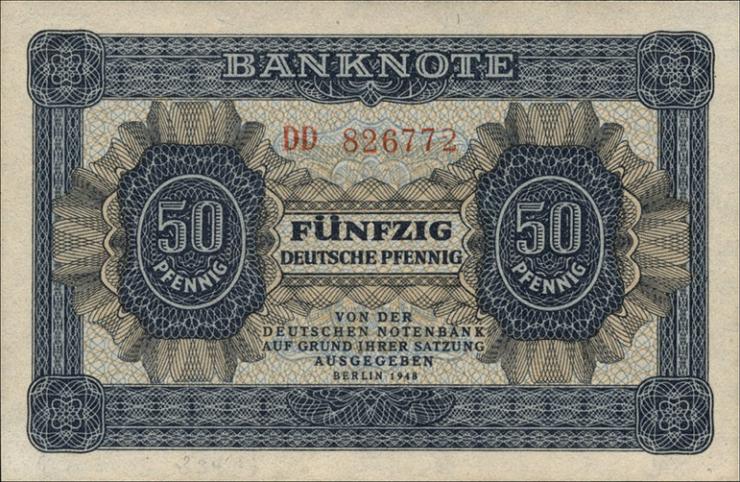 R.339b: 50 Pfennig 1948 6-stellig Serie DD (1) 