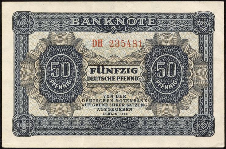 R.339b: 50 Pfennig 1948 6-stellig Serie DH (2) 