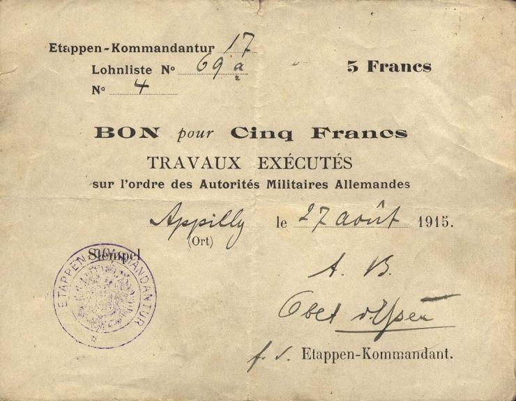 R.408 5 Francs 1915 (3+) 