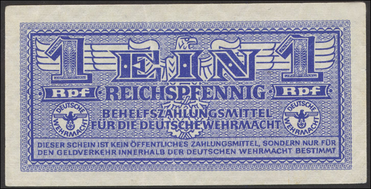 R.501b: Wehrmachtsausgabe 1 Reichspfennig weißes Papier (2) 