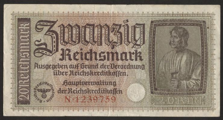 R.554a: 20 Reichsmark (1939) Reichskreditkasse (2) 
