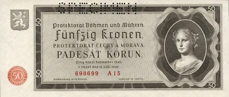 R.561b: Böhmen & Mähren 50 Kronen 1940 Specimen (1) 