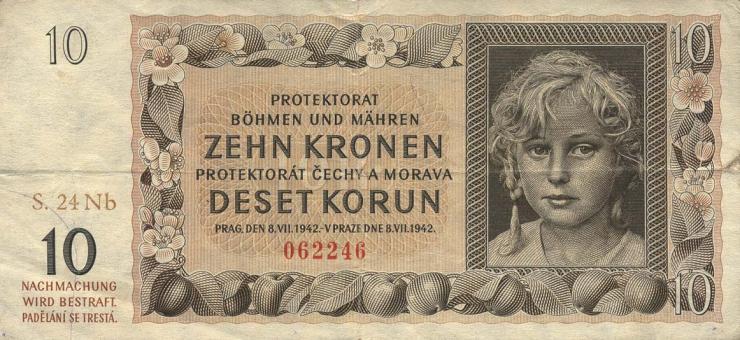 R.562d: Böhmen & Mähren 10 Kronen 1942 Nb (3) 