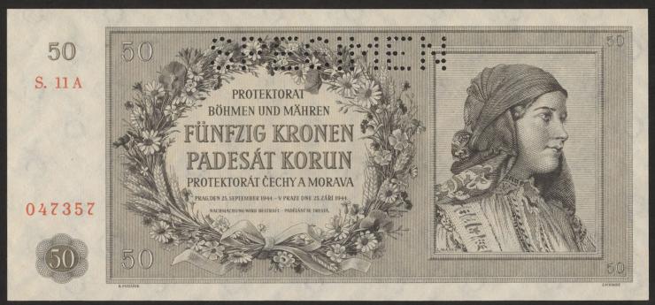 R.564b: Böhmen & Mähren 50 Kronen 1944 Specimen (1) 