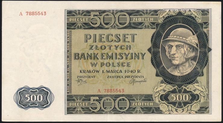 R.578: Generalgouv. Polen 500 Zlotych 1940 (2) 