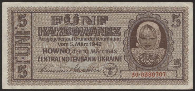 R.593b: Besetzung Ukraine 5 Karbowanez 1942 (1/1-) 