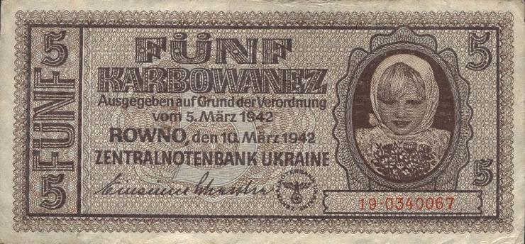 R.593b: Besetzung Ukraine 5 Karbowanez 1942 (3) 